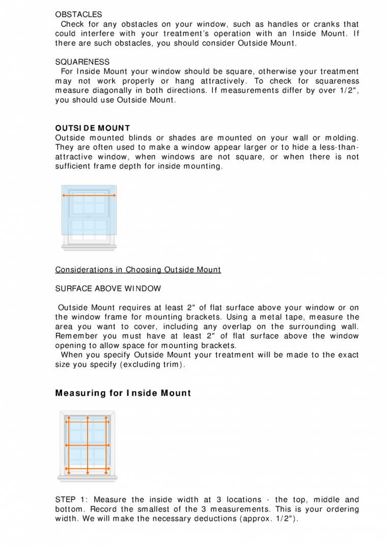 Roman Shades Measuring Instructions